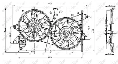 Ventilator radiator (cu carcasa) potrivit FORD MONDEO III 1.8-3.0 10.00-03.07