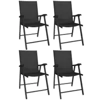 Outsunny Set de 4 scaune de grădină pliabile Structură oțel robustă fără asamblare Spătar înalt ergonomic 58x62x97cm Negru | Aosom Romania