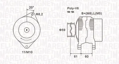 Alternator (14v, 120a) Citroen Jumper; Fiat Ducato; Peugeot Boxer 2.8d Dupa 2000