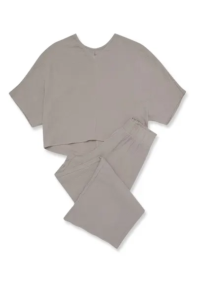 Pijama dama Fave - verde - bumbac 100% - maneci 3/4 - design elegant - set