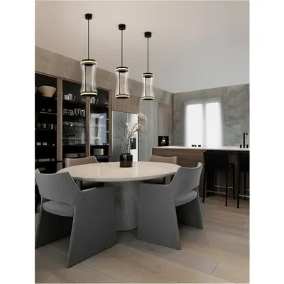 Lampa suspendata ANAPNOE Dimabil cu Senzor Mat Negru Carbon Otel , Aluminiu, Sticla clara, Silica & Abs LED 21 Wat 220-240Volt 567Lm 3000K IP20