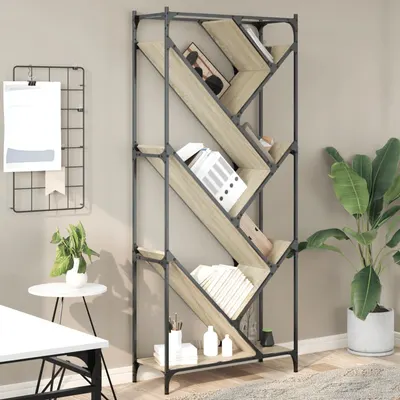 vidaXL Bibliotecă, stejar sonoma, 79x30x180 cm, lemn prelucrat/metal