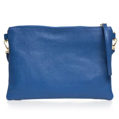 Geanta plic crossbody albastra, din piele naturala
