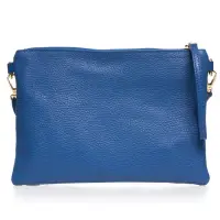 Geanta plic crossbody albastra, din piele naturala