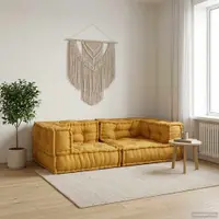 vidaXL Canapea modulară cu 2 locuri galben 140x70x36 țesătură