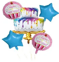 Set de baloane PartyGo - Happy Birthday Cake, 5 buc