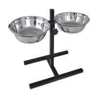 Suport pentru câine & 2 boluri din oțel inoxidabil x 4,1 l