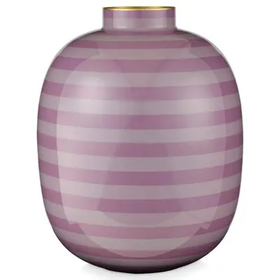 Vază decorativă din metal, dungi Lilac, 32cm, colecția Lily & Lotus, Pip Studio
