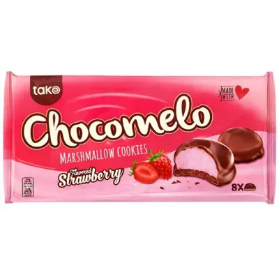 Prăjitură Chocomelo Bezea Căpșuni 100g – Aromă Intensă de Căpșuni Engros