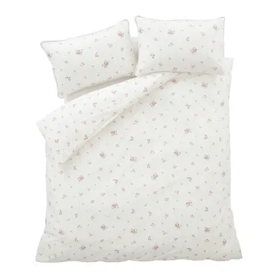 Lenjerie de pat crem din bumbac percal pentru pat dublu cu 3 piese 200x200 cm Vintage Rosebud Lace – Bianca