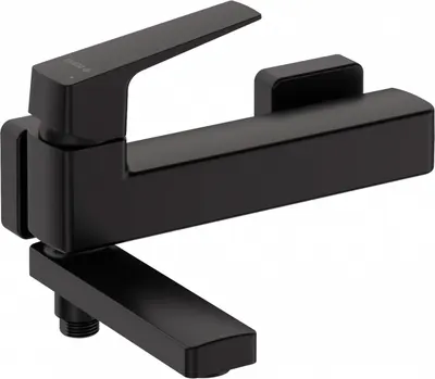 Baterie pentru cada, montare pe perete, negru, pipa plianta, Deante Blur