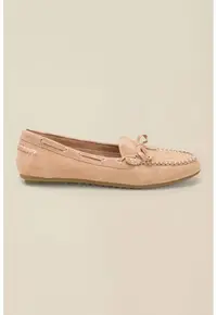Pantofi boat de piele intoarsa sintetica - Piersica