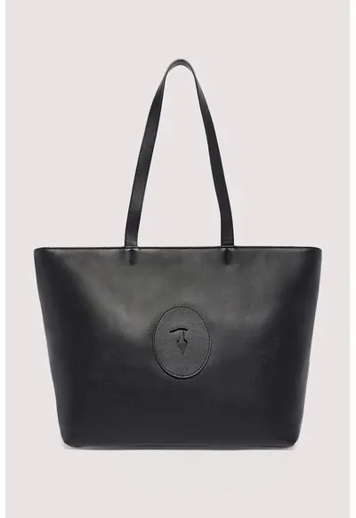 Geanta tote din piele cu aplicatie logo Society - Negru