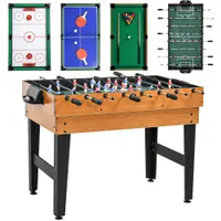 HOMCOM Masă de Joc 4 în 1 cu Fotbal de Masă, Biliard, Ping-Pong și Air Hockey, Vârstă 6+ Ani, 107x61x84,5 cm, Multicolor | Aosom Romania