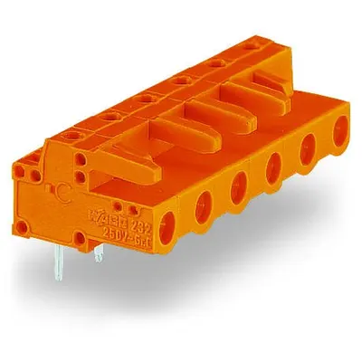 THT female header; 0.6 x 1.0 mm solder pin; angled; Pin spacing 7.62 mm; 9-pole; orange