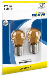 Becuri auto NARVA - 12V, PY21W, BAU15s, 2 bucăți