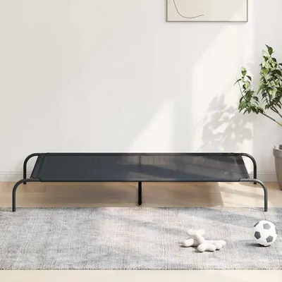Gossi pat inaltat pentru caini negru 150x90x20 cm textilena si otel