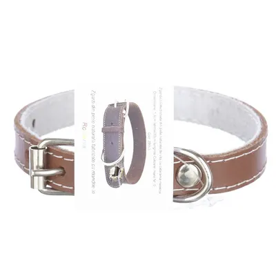 Zgarda din piele, maro, pentru caini de talie mica, 1.4 cm x 30 cm