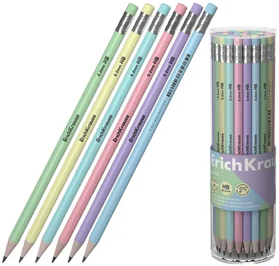 Creioane grafit cu radieră Erich Krause Pastel - HB, în tub, 42 buc