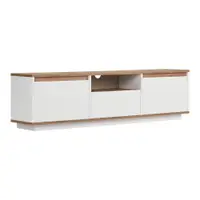 Comodă TV albă/în culoare naturală cu aspect de lemn de pin 160x42x30 cm Sentinel – Kalune Design