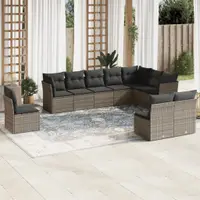 Gossi set mobilier de gradina cu perne, 10 piese, gri, poliratan