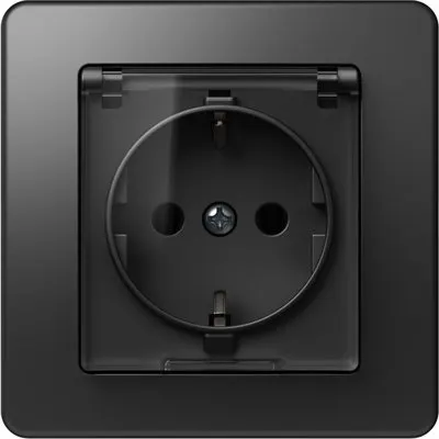 Ekonomik Priza SCHUKO cu cap. 1P 16A ST IP20 Negru, TEM Modul TEM-VE11BT-B