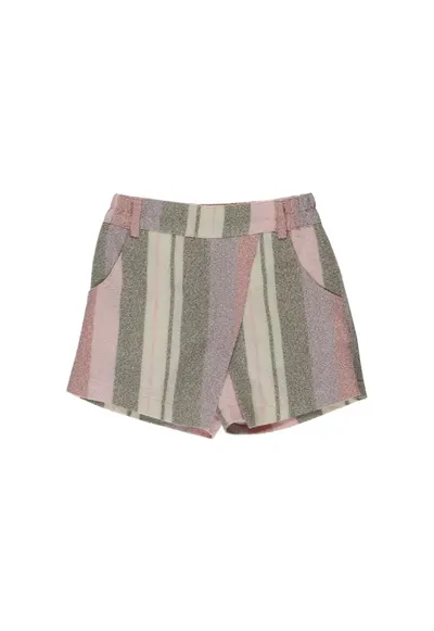 Fusta - pantalon scurt - Cotton Candy - Roz cu dungi - pentru fetite - Roz