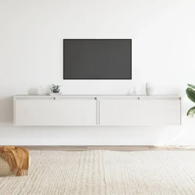 vidaXL Dulapuri de perete 2 buc., alb, 100x30x35 cm, lemn masiv de pin