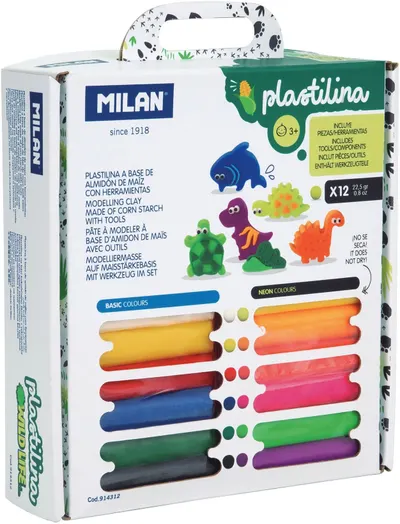 Set creativ cu plastilină Milan Wild Life - 12 culori