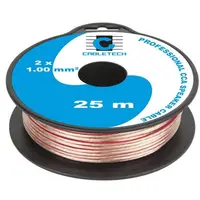Cablu transparent pentru difuzor, material CCA, 2 x 1 mm2, rola 25 m, KAB0396