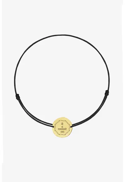 Bratara ajustabila cu talisman de aur de 14K - Auriu/Negru