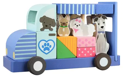 Puzzle din lemn Orange Tree Toys - Dog Groomers Van, 21 piese