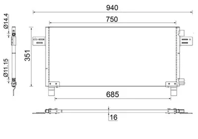 Condensator A C 750x351x16 potrivit MAN FOC, TGA, TGL I, TGM I, TGS I, TGX I 06.99