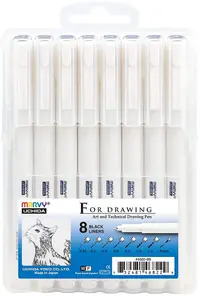 Set linere pentru desen Uchida Marvy 4600 - 8 bucati, negre