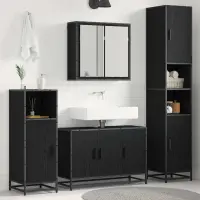 vidaXL Set de mobilier pentru baie 4 buc. Stejar Negru 90 x 33 x 60 cm