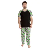 Pijama barbati AV2432 negru/verde cadrilat, Andana | marimea M