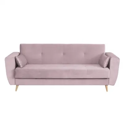 Canapea SIENA I extensibila, 3 locuri, cu arcuri si lada depozitare, roz pudra, 225x85x95 cm