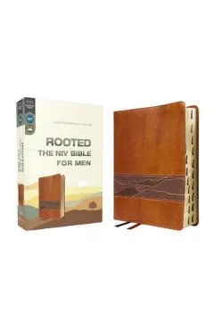 Rooted: The NIV Bible for Men, Leathersoft, Brown, Thumb Indexed, Comfort Print