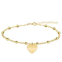 Filiz - Bratara personalizata tip salba pentru picior cu inimioara din argint 925 placat cu aur galben 24K