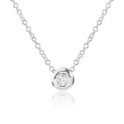 Lant cu pandantiv din aur alb cu diamant de 0.041ct