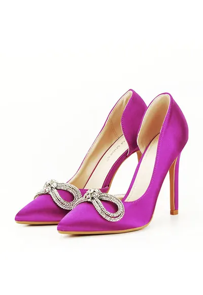 Pantofi magenta cu brosa 6841 04 11317 - Magenta