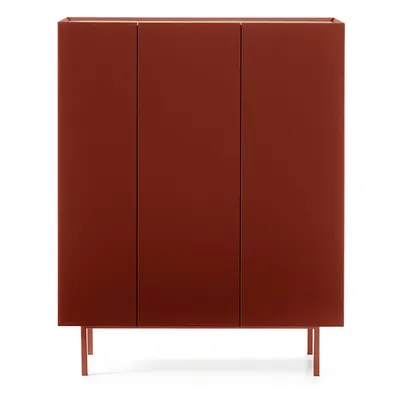 Comodă roșie înaltă cu aspect de lemn de stejar 95x120 cm Arista – Teulat