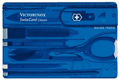 Cuțit de buzunar elvețian Victorinox - SwissCard, 10 functii, albastru