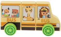 Jucărie din lemn Trefl Tiny Tails -Autobuz școlar, 3 părți