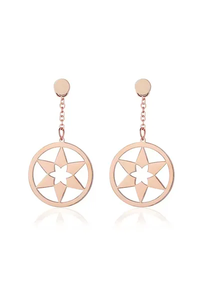 Cercei drop de otel inoxidabil - Auriu rose