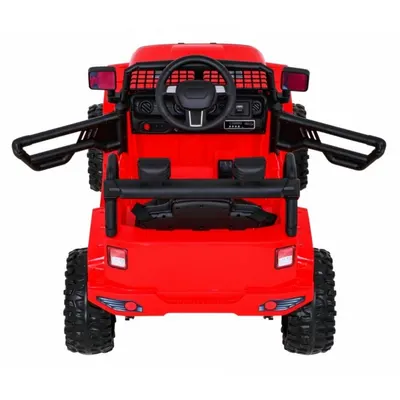 Masinuta electrica pentru copii Jeep Dark Night rosu 70W cu telecomanda, suspensii si lumini, scaun piele si panou audio