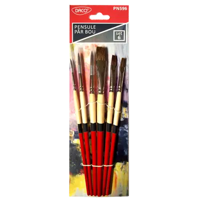 Pensula par bou 6buc/set, nr.2,4,6,8,10,12 varf rotund si drept, Daco
