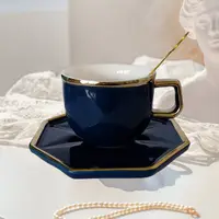 Cană de cafea Morello - Diamant albastru, cu farfurioară și linguriță, 180 ml