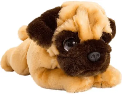 Jucărie de pluș Keel Toys - Pug, culcat, 25 cm