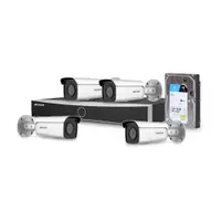 Sistem supraveghere IP exterior basic Hikvision 4EXTIR60-4MP-HDD, 4 camere, 4 MP, IR 60 m, 2.8 mm, PoE, HDD 1 TB